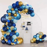 Birthday Party Blue Balloon Arch Kit Navy Metallic Pastel Blue And Gold Balloon Garland Kit For2025 Graduation Party Decorations Father'S Day Baby Shower Wedding