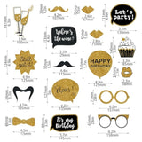30 Pcs Gold And Black Birthday Photo Booth Props Kit, Happy Birthday Decorations, Funny Selfie Photo Props For 40Th 50Th 60Th Birthday Graduation Wedding Party Supplies