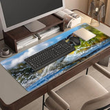 Gaming Mouse Pad Bass Fish Extra Large Desk Mat Non-Slip Soft Rubber Mousepad For Desktop Office Stitched Edges Waterproof Keyboard Mat For Computer Laptop 35.4''X15.7''