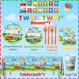 Chugga Chugga Two Two Party Decorations,142Pcs Train 2Nd Birthday Tableware Plates,Napkins,Cups Train Theme Party Favors For Baby Shower,2Nd Birthday Decorations For Boys