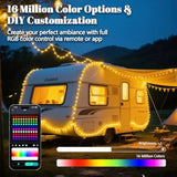 33Ft Rgb Globe String Lights, 100 Balls Diy Color Changing Fairy Lights Usb Powered With Remote & App Control, Music Syn
