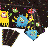 3 Pcs Monster Party Tablecloth Supplies - Color Table Covers For Birthday Decor, 1St Birthday Themed Indoor And Outdoor Decorations, 105 X 54 Inch