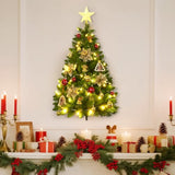 3 Ft Wall Christmas Tree, Dark Green Half Christmas Tree Wall Hanging, Diy 1/2 Chrismas Tree For Window With Lights, Ornaments And Hooks, Hainging Xmas Tree For Door, Pet Owners Xmas Decor