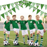 5 Pack Green Soccer Banners Soccer Party Decorations Sports Champion Paper Pennants Green Hanging Triangle Flags Garland Bunting For Sports Game Fans Outdoor Indoor Birthday Party Supplies