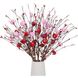 Valentines Day Decorations 4 Pcs Artificial Valentine Day Flowers Valentines Day Berry Picks With Red And Pink Heart Shaped For Valentine'S Day Anniversary Wedding Ornaments