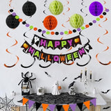 Halloween Party Decorations Banner Honeycomb Balls Garland Flags Swirl Streamers
