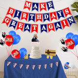 Make Birthdays Great Again Red Blue Party Decorations Kit With Balloons Banner Cake Toppers For Usa Presidant Patriotic Birthday Themes