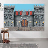 Medieval Castle Backdrop 7 X 5 Ft, Knight Castle Party Decoration Banner With Medieval Arches Entrance Door Stone Wall Background Polyester For Kids Boys Birthday Party Photo Props Supplies