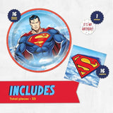 Unique Superman Plates and Napkins for 16 | Superman Birthday Decorations for Party | Officially Licensed