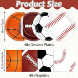 96 Pcs Sports Birthday Party Decoration Sport Disposable Paper Plates Napkins Basketball Football Baseball Dessert Cake Tableware Supplies Rugby Theme Activities Game Party Dinnerware Favor