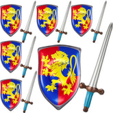 12 Pcs Inflatable Sword And Shield Knight Party Favors Set Blow Up Medieval Sword Shield For Prince Party Favors Decorations Cosplay Accessories (Lion)