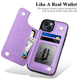 For 14 Case With Card Holder, Flower Magnetic Back Flip Case For Women, Protective Case Phone Case For 14, Purple