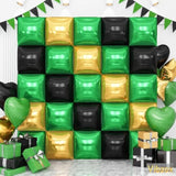 Green, Black & Gold Double-Sided Square Foil Balloon Wall & Tunnel Arch Kit