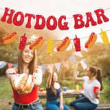 Hotdog Bar Banner Hotdog Birthday Party Supplies for Kids Sausage Party Decor