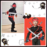 112 Pcs Ninja Pirate Party Favors With Drawstring Backpack Headband Inflatable Sword Bracelet Sticker Keychain Stretch Ninja Or Pirate Eye Mask For Karate Birthday (Ninja Style)