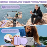 Remote Control Scrolling For Tiktok With Phone Stand,Page Turner For Kindle App E-Book,Bluetooth Camera Shutter Remote For Iphone, Android,Ios,Ipad,Tablet (Purple)