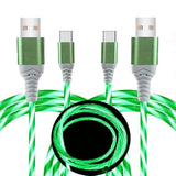 2 Packs Led Usb C Charging Cable 3A Led Light Up Usb A To Usb C Fast Charger Cord Compatible With Samsng Galaxy S24, I-Phone 16/15, Ipad, And More (6.6Ft Green&Green)