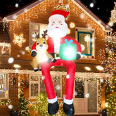 10 Ft Christmas Inflatable Outdoor Decoration Giant Sitting Santa Claus Christmas Inflatables With Led Lights Climbing S