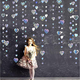 40Ft Iridescent 3D Heart Twinkle Star Garland Holographic Paper Streamer Banner For Birthday Mother'S Day Anniversary Engagement Wedding Bridal Baby Shower Hen Valentines Day Party Decoration Supplies