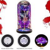 Valentines Day Gifts For Her Mom Women,Valentines Rose Gifts Forever Eternal Crystal Light Up Rose In A Glass Dome, Presents For Birthday Gifts For Her Daughter Sister Wife Grandma Purple