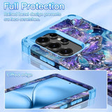 For Galaxy S25 Ultra Case Glow In The Dark Three Layer Heavy Duty Shockproof Hard Pc+Soft Silicone Rugged Full Body Protective Case For Women Girls,Purple Blue