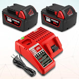 2 Pack 18V 6.5Ah 48-11-1862 Extended Capacity Battery With Charger Combo Replacement For Milwaukee 18V M18 Battery And Charger Kit 48-59-1812 Xc 6.0 Ah 48-11-1865 18V Battery And Charger
