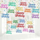 57pcs Happy Birthday Hanging Swirls, Glitter Ornaments for Party Decor