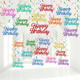 57pcs Happy Birthday Hanging Swirls, Glitter Ornaments for Party Decor
