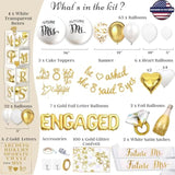 Gold & White Engagement Party Decor Set β Balloons, Banners, Sashes and More (248 Pcs)