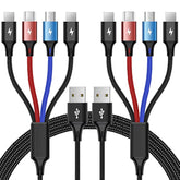 Multi Charging Cable 2Pack 4Ft 4 In 1 Nylon Braided Multiple Usb Fast Charger Cord Adapter Type C Micro Usb Port Connectors Usb Cable Compatible Cell Phones Tablets And More