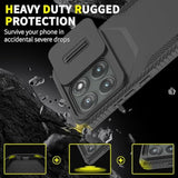 Motorola Moto Edge 2025 Heavy Duty Rugged Shockproof Protective Case with HD Screen Protector and Slide Camera Cover, Black