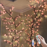 Cherry Led Tree Branch Lights For Wall, Cherry Blossom Willow Vine Twig Decor Garland With 48 Led Lights And Remote,8 Li