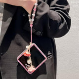 For Samsung Galaxy Z Flip 7 Glitter Bling Case, Cute 3D Sparkle Heart Makeup Mirror Crystal Rhinestones Flowers Diamond Gems With Lanyard Wrist Strap Women Girls Case For Galaxy Z Flip 7,Pink