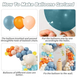 Orange, Blue & Teal Balloon Garland Kit 120pcs for Birthday, Baby Shower and Party Decor