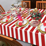 4 Pcs Carnival Tablecloths, Red And White Stripe Tablecloths, Red Plastic Table Cover, Circus Theme Party Decorations For Carnival, Movie Night, Kid'S Birthday, Christmas (4, Red, 51'' X 86'')
