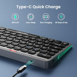 TECKNET Wireless Bluetooth Keyboard, Slim Rechargeable Keyboard (2.4G+BT 5.0), Multi-Device Easy-Switch, Quiet Typing, Silent Mini Portable Cordless USB Computer Keyboards for Windows Laptop PC, Gray