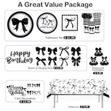 Black Bow Birthday Decorations, Bow Birthday Foil Balloons Paper Plates And Napkins, 2 Pcs Waterproof Tablecloth For Coquette Black And White Party Decor