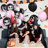 60pcs Halloween Balloons 12 Inch Pink Black Confetti Bat Ghost BOO Printed Party Decorations
