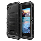 For Iphone Se 2022/2020/ 8/7 Metal Case, Waterproof Heavy Duty Case With Screen Protector, Full Body Protection Grade Shockproof Defender Durable Sturdy Rugged Aluminum Cover, Black