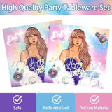 170Pcs Birthday Party Supplies Plates Napkins Tablecloth Girls Birthday Decorations Paper Cup Disposable Table Cover Fans Party Decor Severs 24 Guest