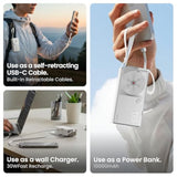 3 In 1 Portable Charger Power Bank 10000Mah With Built-In Retractable Cables And Foldable Wall Plug, 30W Max Travel Essentials Battery Pack Fast Charging Powerbank For Iphone 17 16 15 14 Pixel