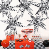 62 Pcs Checkered Star Balloons 12 Spike Foil Racing Birthday Decorations