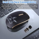 Usb C Wireless Mouse - Dual Interface Silent 2.4G Wireless Mouse For Laptop, Macbook, And Mobile Devices With Usb/Type C Receiver, 10M Range, Comfortable Design-Black