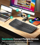 Rt07B Wireless Ergonomic Split Keyboard, Wrist Rest, Natural Typing, Bluetooth And Usb Connectivity, Usb-C Rechargeable,Compatible With Windows Mac (Silver Black)