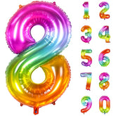 Number Balloon | Number 8 Balloon For 8Th Rainbow Birthday Decorations | Giant Multicolor Mylar 8 Balloon Number - 40 Inch | Big Foil Colorful 8 Birthday Balloon For Anniversary Party Supplies Favors