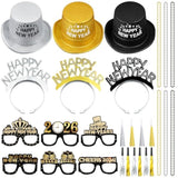 39pcs New Year 2026 Party Supplies Hats Tiaras Glasses Noisemakers