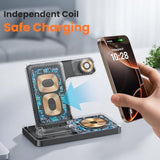 3 In 1 Foldable Wireless Charging Station For Mag-Safe Charger For Iphone 16/15/14/13/12,For Apple Watch Series & Airpods - Wireless Charger Stand With N52 Strong Magnetic & Safety Protections