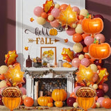 10pcs Fall Balloons with Pumpkin Maple Leaf Pine Cones for Thanksgiving Autumn Party Decor
