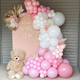 Pink & White Metallic Chrome Confetti Latex Balloons - 12 Inch Ribbon Party Balloons Set For Girls' Birthday Princess Parties
