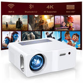 Native 1080P 5G Wifi Bluetooth Projector, 1200Ansi Portable Outdoor Movie Projector, 4K Supported, 450" Display Video Projector For Home Theater, Compatible With Tv Stick Smartphone/Hdmi/Usb (White)
